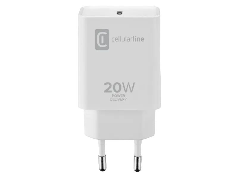 Зарядное устройство Cellularline USB-C Charger 20W, 20Вт, Белый,usb ,micro ,iphone, 3.5, tupe-c, тюльпаны