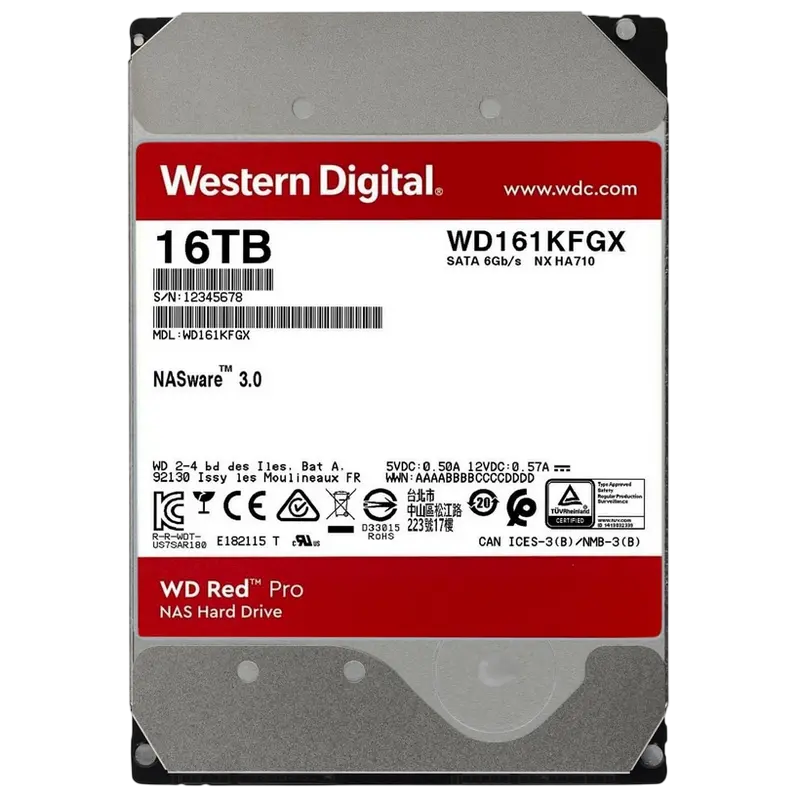 Жесткий диск Western Digital WD Red Pro, 3.5", 16 ТБ <WD161KFGX>,процессоры ,оперативная память, ssd, M2, hdd, кейсы