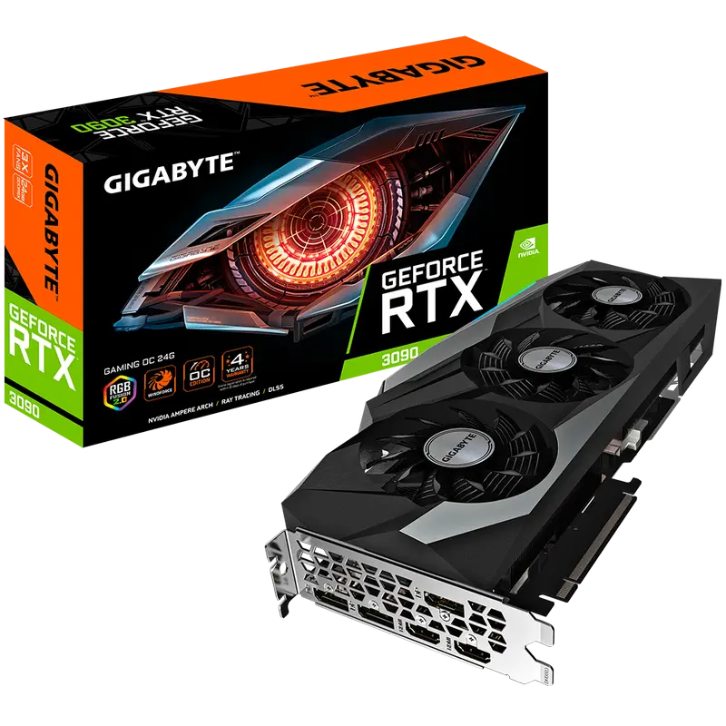 Видеокарта Gigabyte GV-N3090GAMING OC-24GD, 24 ГБ GDDR6X 384бит (GV-N3090GAMING OC-24GD)