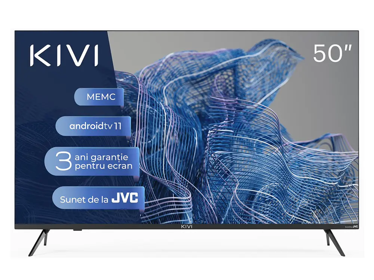 50 LED SMART TV KIVI 50U750NB, Real 4K, 3840x2160, Android TV, Black, samsun ,vesta ,hisense,lg,voltus,крепление для телевизора