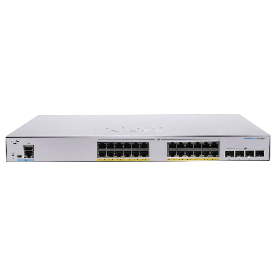 Сетевой коммутатор Cisco CBS250-24P-4X, 24x 10/100/1000 Мбит/с,Роутеры, Модемы, свичь, usb на lan