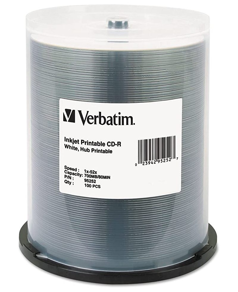CD-R   Printable 100*Cake, Verbatim, 700MB, 52x, AZO PRO, Printable NO ID Brand