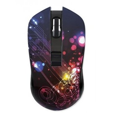 Wireless Mouse Qumo Fractal, Optical, 800-1600 dpi, 4 buttons, Ambidextrous, 1xAA, Black