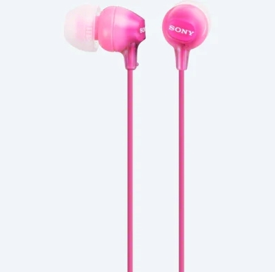 Earphones  SONY  MDR-EX15AP, Mic on cable,  4pin 3.5mm jack L-shaped, Cable: 1.2m, Pink