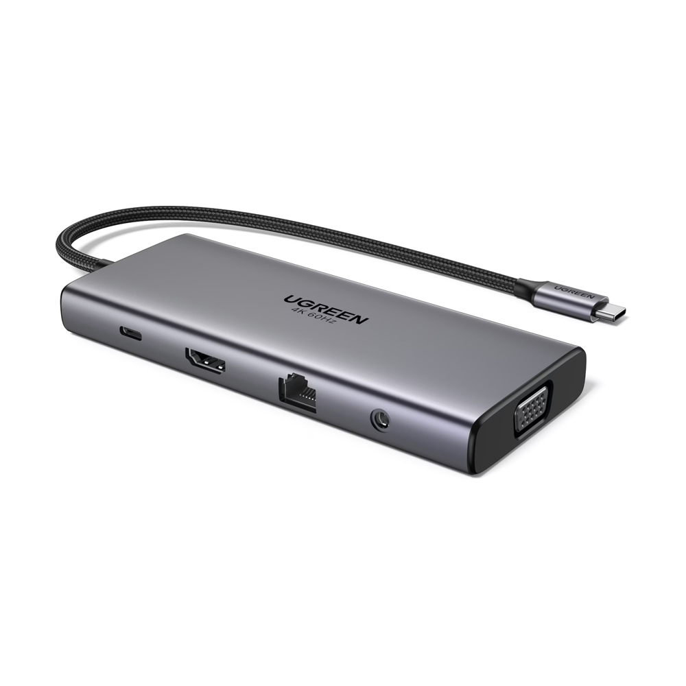 UGREEN Docking Station 11in1 USB-C to 1*HDMI 4K@60Hz + 1*VGA + 2*USB-C3.2 + 1*USB-A3.2 + 1*USB-A3.0 + 1*LAN + 1*SD + 1*TF + 3.5mm + PD 100W | CM639, G