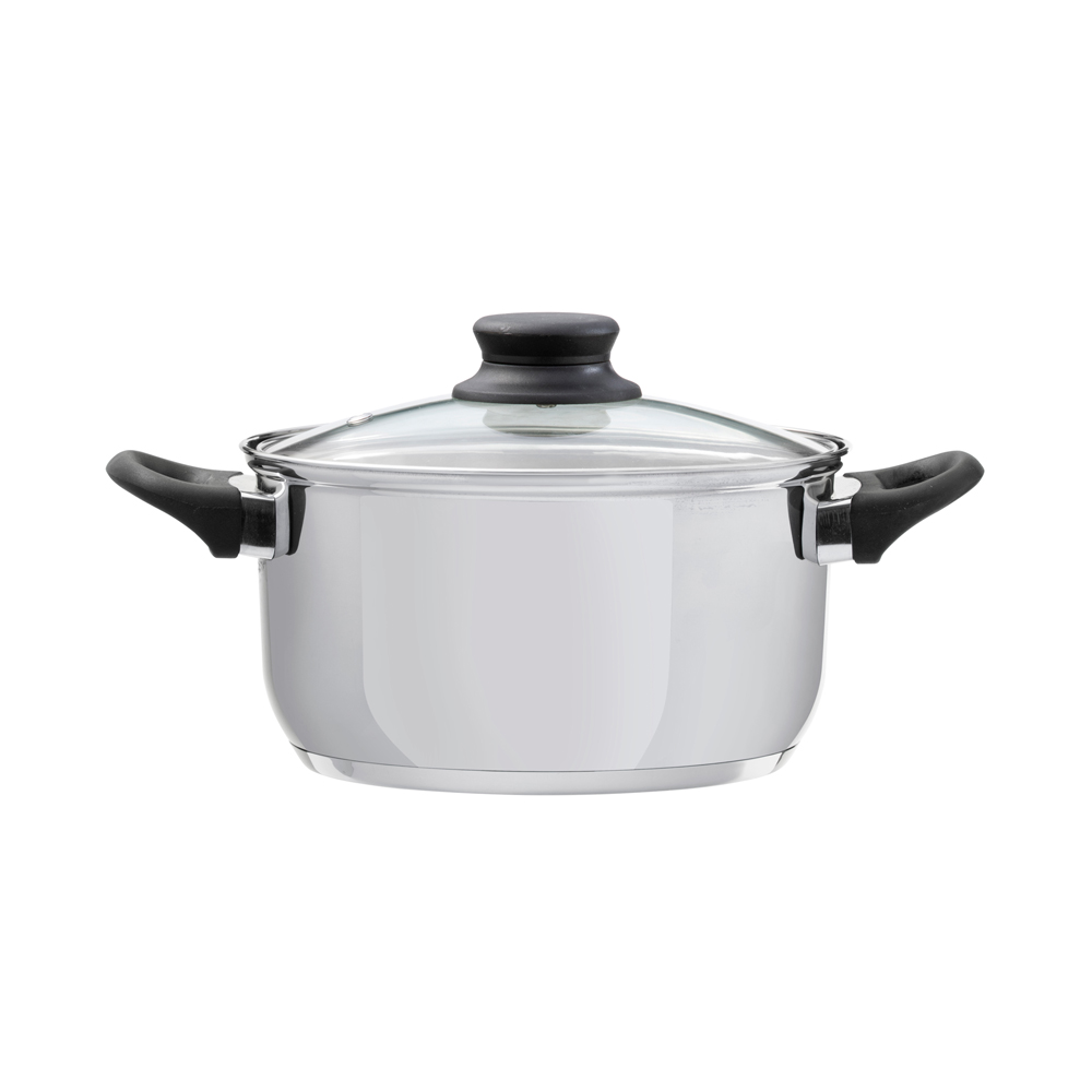 Domotti, Pot With Lid, Lima, 22 Cm, 4.7 L Stainless Steel, Tempered Glass