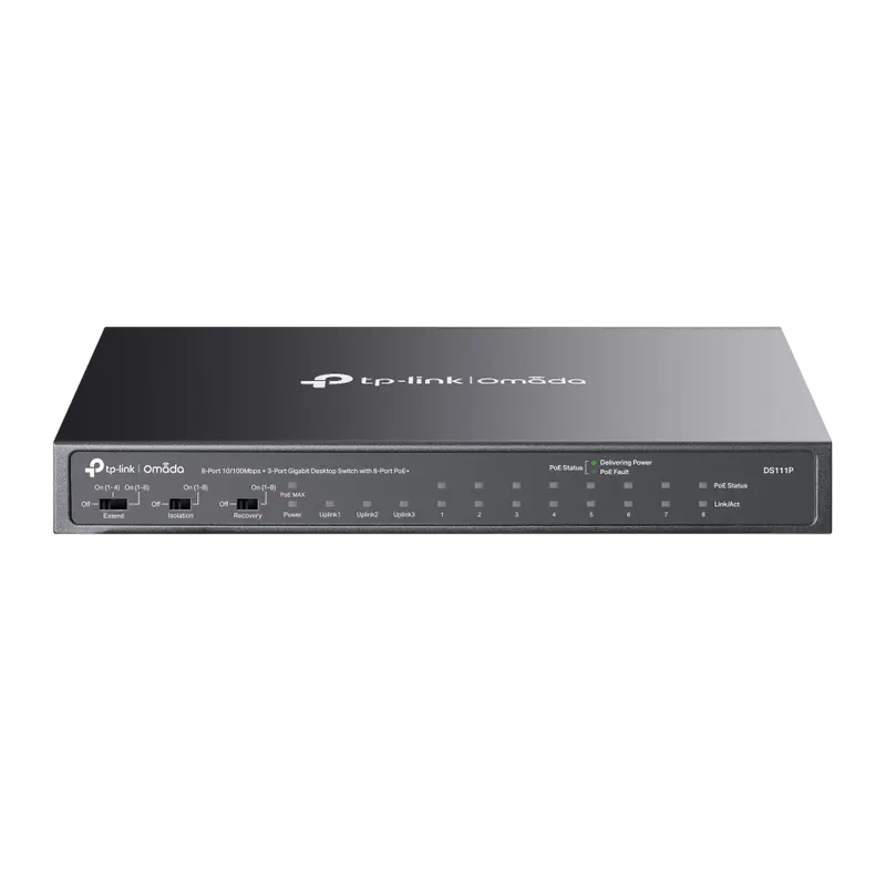 PoE коммутатор TP-LINK DS111P, 8x IEEE 802.3af/at PoE+ Ports