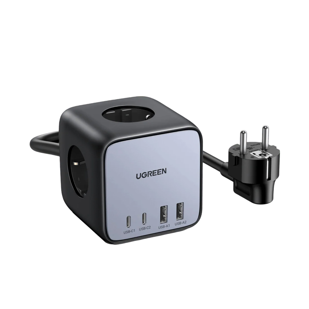 UGREEN Power Strip DigiNest Cube 65W - 3 x Soket, 2xUSB-A, 2xUSB-C, GaN, 3680W CD268, 1.8m, Black