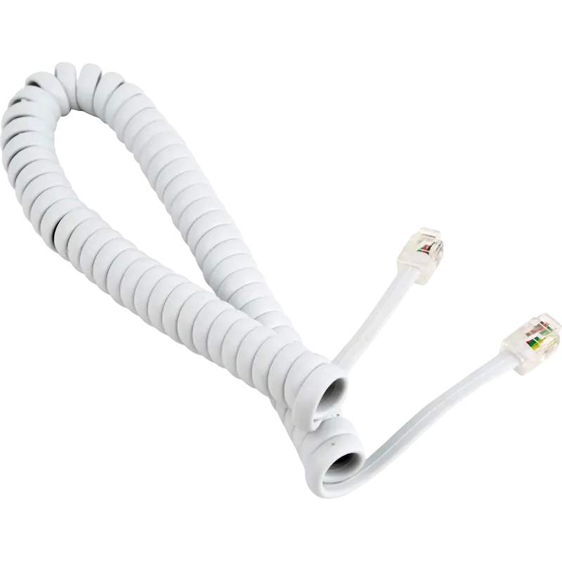  Спиральный шнур телефонной трубки Cablexpert TC4P4CS-2M, Белый, iphone, xiaomi, samsung, oppo, чехол, стекло