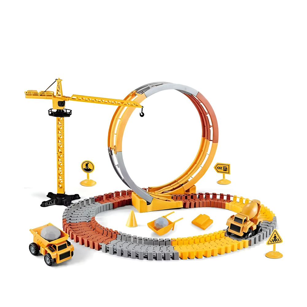 Construction Site Track Toy Set with Crane (273 Pieces)