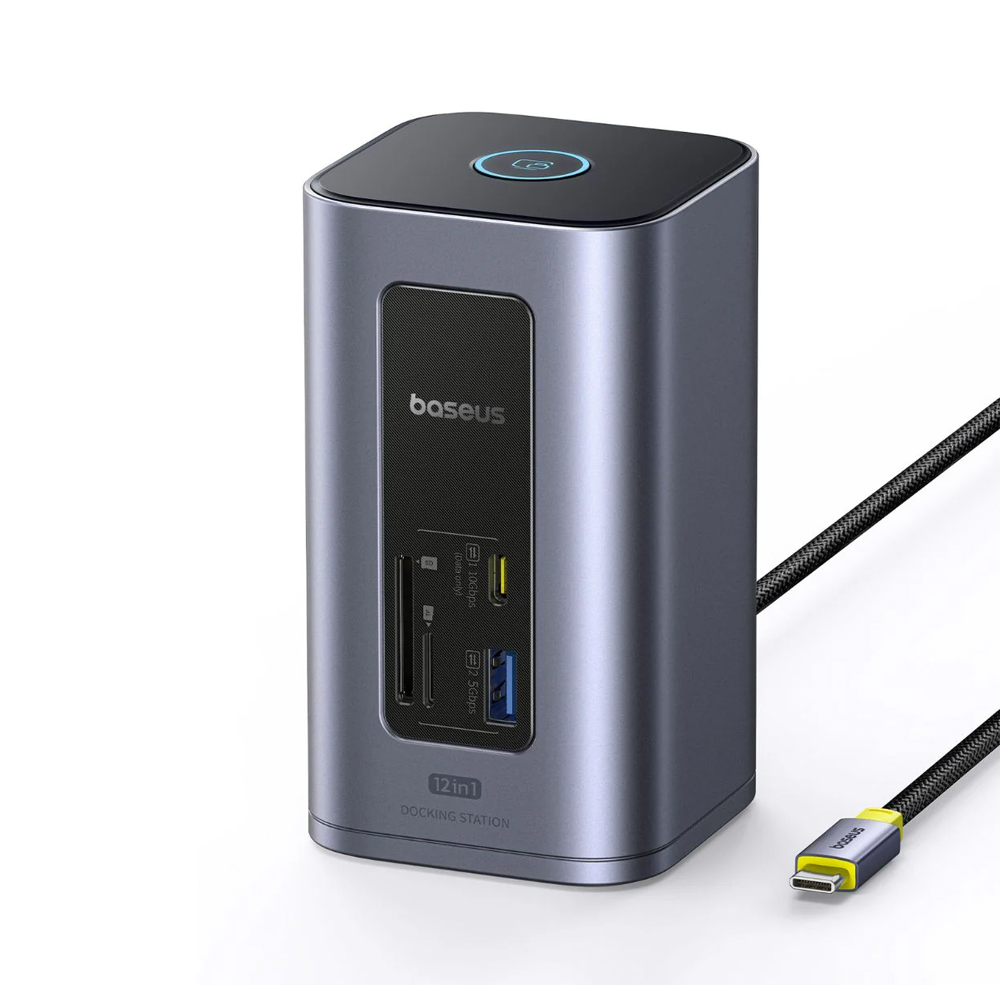 Baseus DS Type-C to 2*HDMI 4K@60Hz+2*USB-C (10Gbps)+2*USB-A (5Gbps)+2*USB-A (480Mbps)+1*RJ45+SD/TF 3.0+1*USB-C (PD), Space Grey