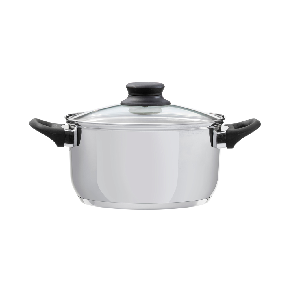 Domotti, Pot With Lid, Lima, 24 Cm, 6.1 L Stainless Steel, Tempered Glass