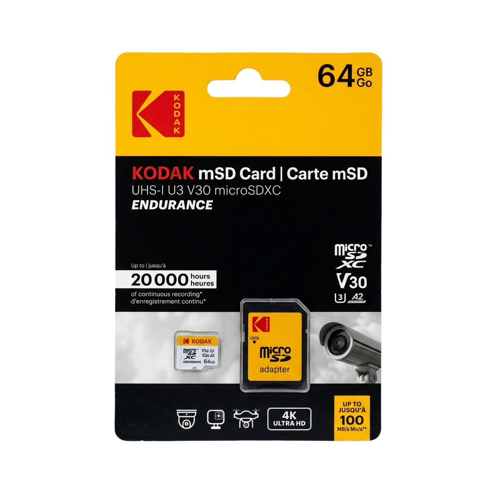 Kodak MicroSDXC Endurance 64GB UHS-I U3 V30 A2 + Adapter