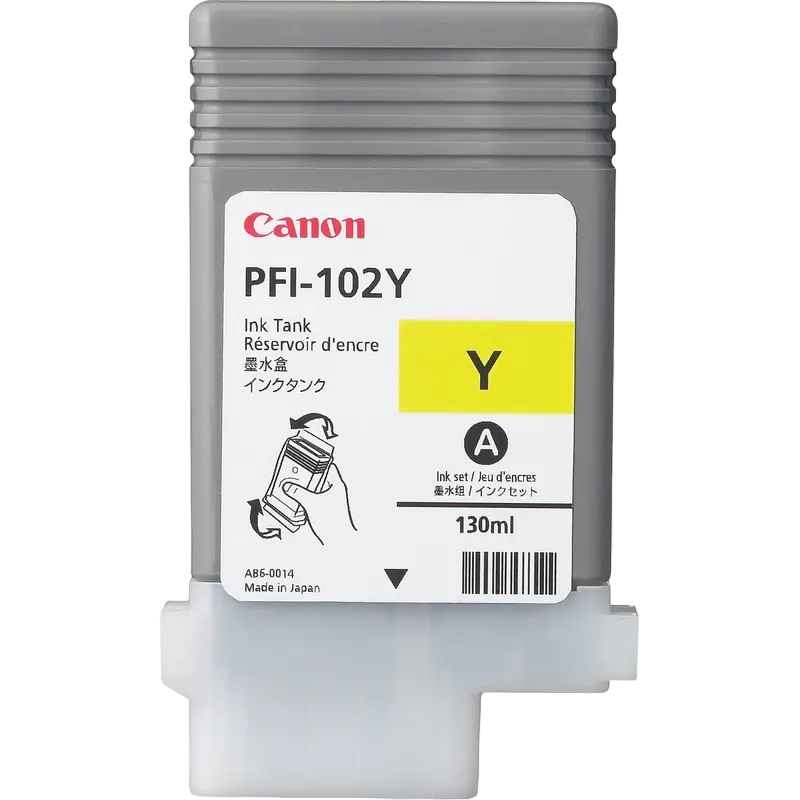 Картридж чернильный Canon PFI-102, 130мл, Желтый,бумага ,чернила, Opc, тонер, dvd, duracell, батарейки