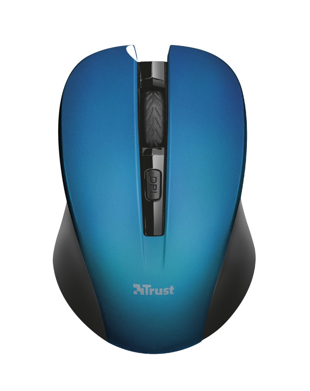 TR_21870. Trust Mydo Blue Wireless Mouse, Silent Click, 10m 2.4GHz, Micro receiver, 1000 - 1800 dpi, клавиатуры ,мышки ,веб камера ,коврики ,флешки , 16gb, 32gb,64gb,128gb,256gb,512,microsd,sd
