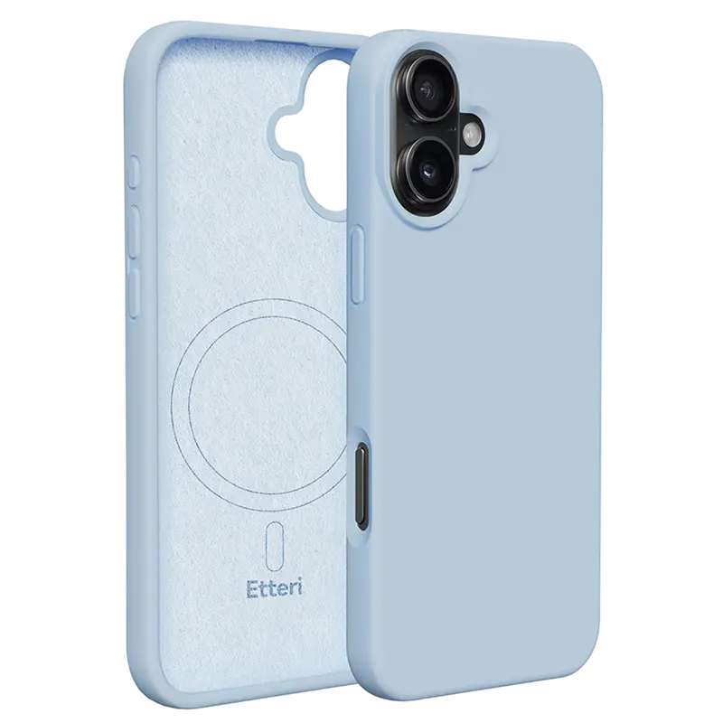 Чехол Etteri Silicone Mag case для iPhone 16 Plus, Голубой