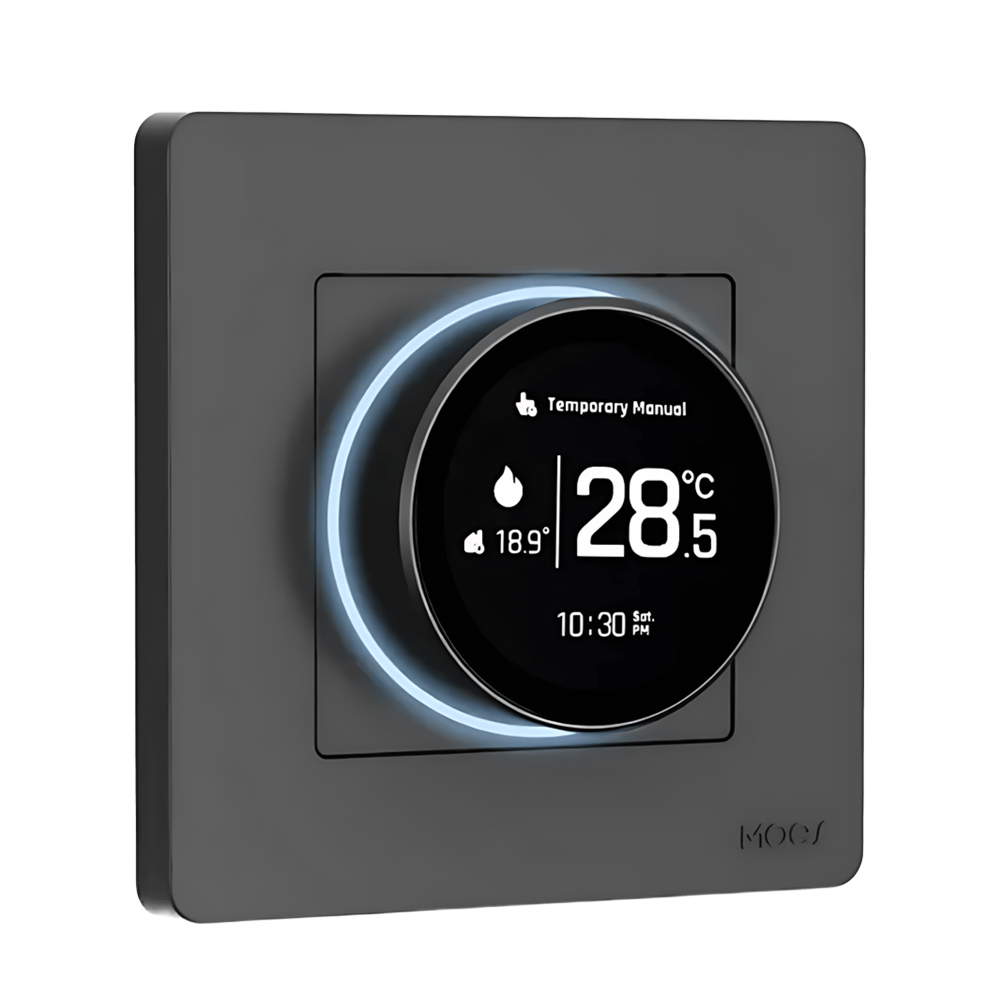 Moes ZigBee Star Ring Smart Thermostat Temperature Controller Water/Gas Boiler 5A, Grey