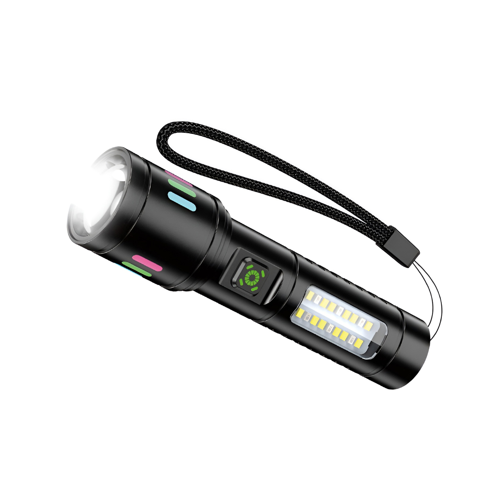 KAKU KSC-1578 Multi-function Telescopic Zoom LED Flashlight, Black
