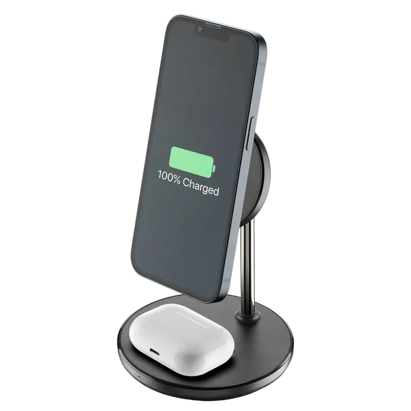 Беспроводная зарядка Cellularline Mag Duo, 7.5Вт, Чёрный