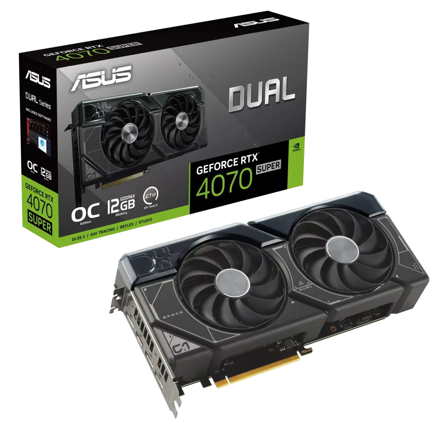Видеокарта ASUS DUAL-RTX4070S-O12G, 12ГБ GDDR6X 192бит
