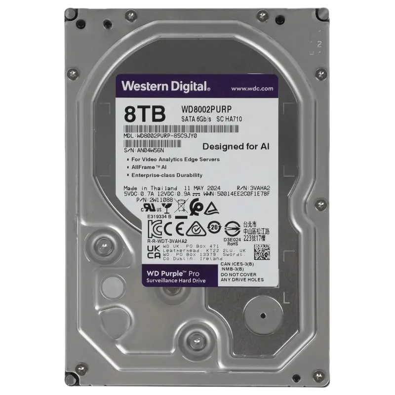Жесткий диск Western Digital WD Purple Pro, 3.5", 8 TБ <WD8002PURP>