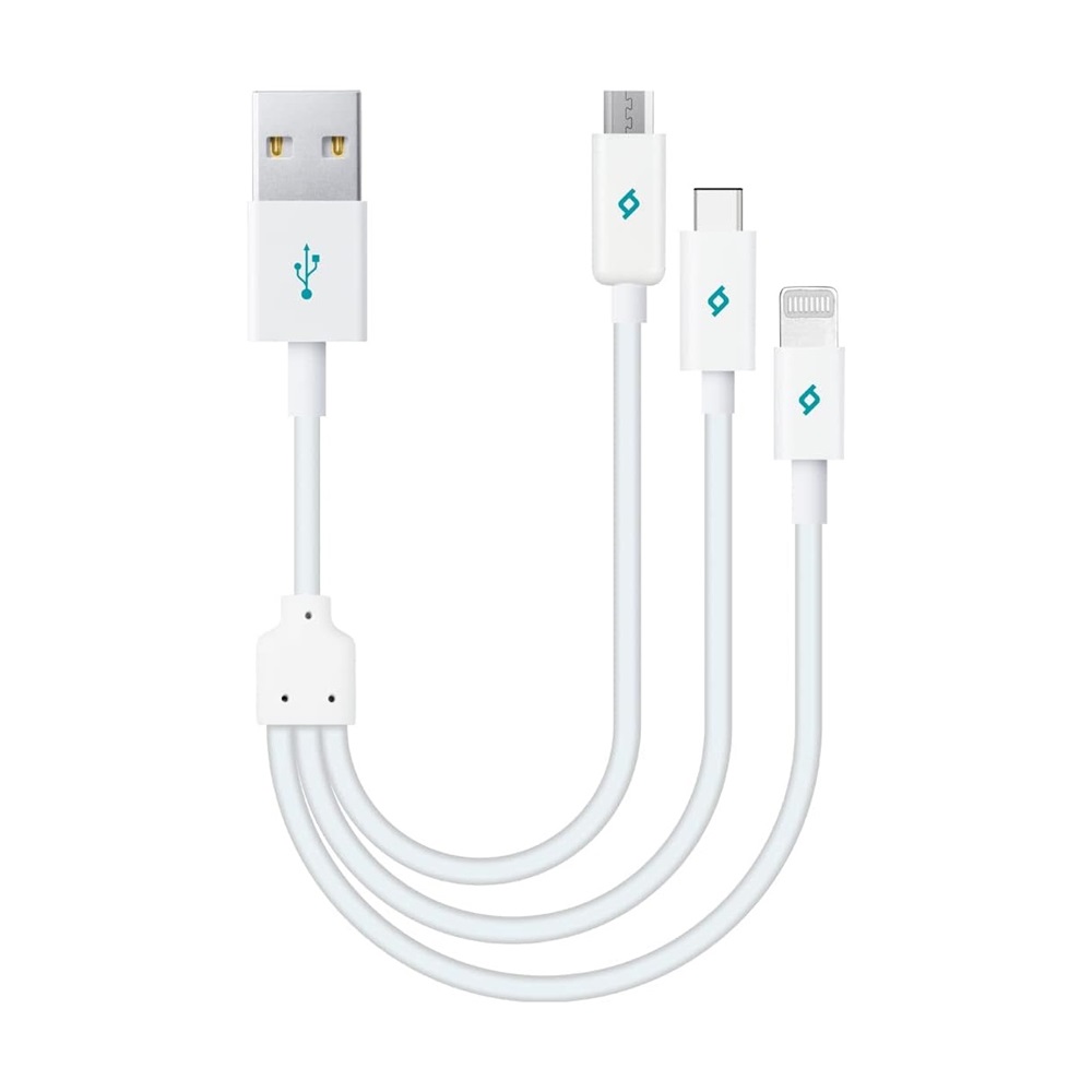 ttec Cable USB 3in1 to Micro-USB+Type-C+Lightning Trio 2.1A,1.2m, Black