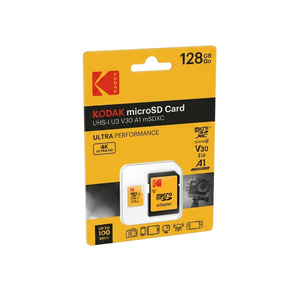 Kodak MicroSDXC 128GB UHS-I U3 V30 A1 + Adapter