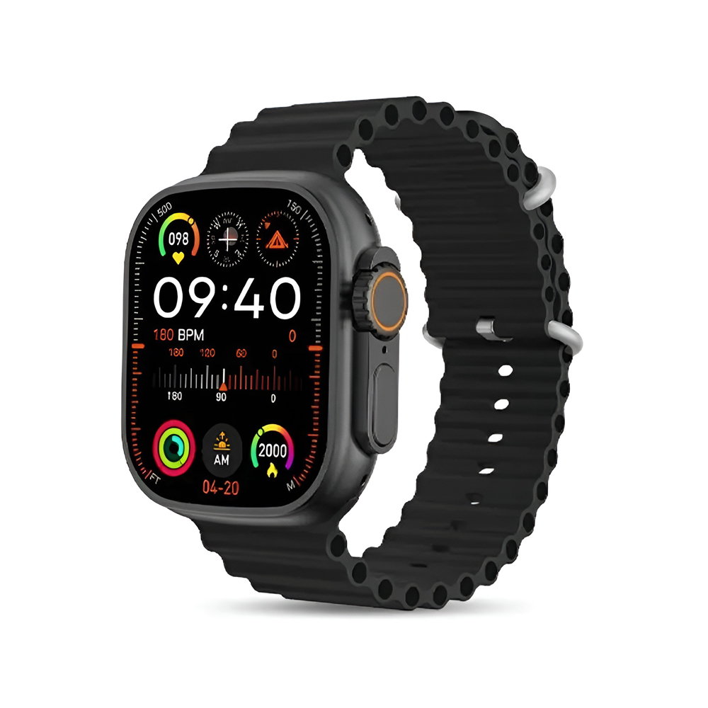 BAVIN Smart Watch Ultra 2.1" HD, 120Hz, NFC, Wireless Charging + Extra Strap, Black