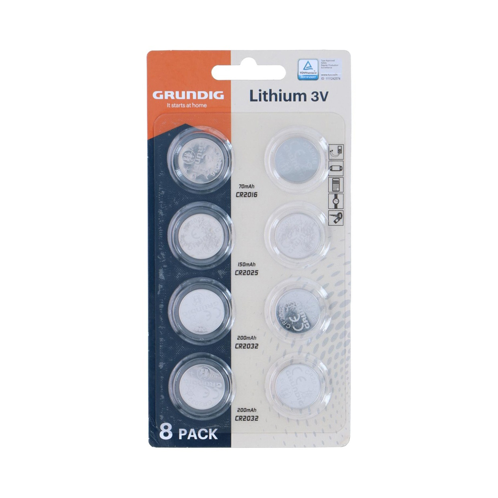 GRUNDIG Battery Buttoncell CR2016/2025/2032 8pcs Blister