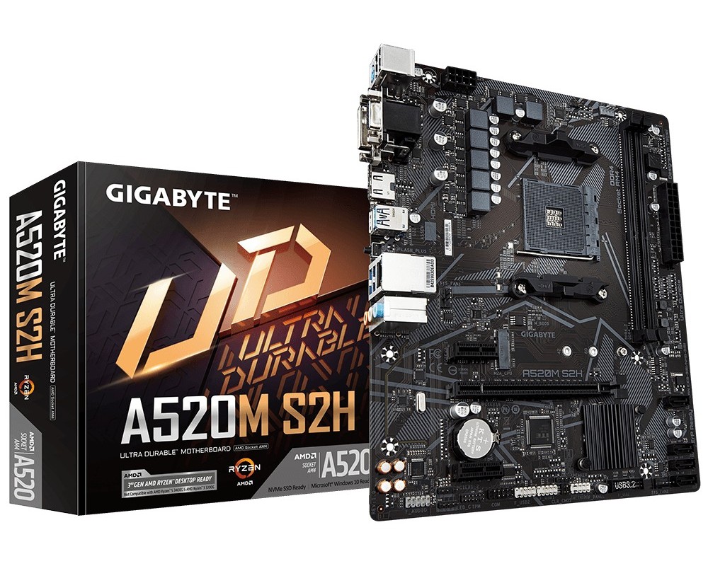 Материнская плата Gigabyte A520M S2H 1.0, AM4, AMD A520, Micro-ATX