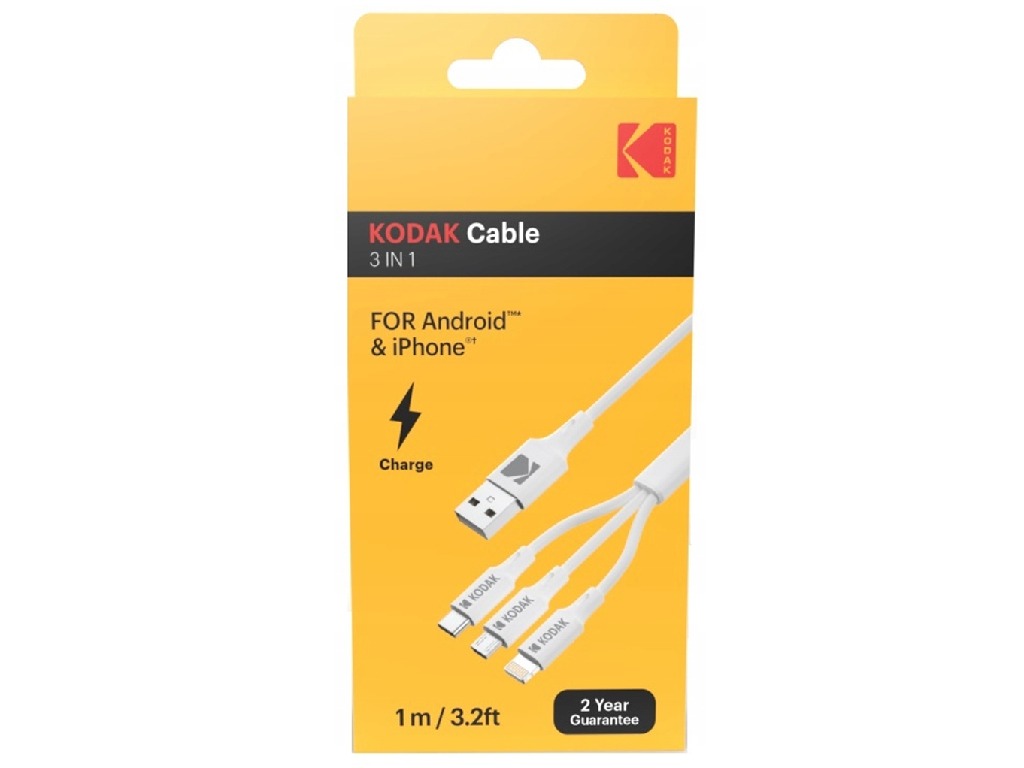 Kodak 30425835 CABLE 3 in 1 1M,usb ,micro ,iphone, 3.5, tupe-c, тюльпаны