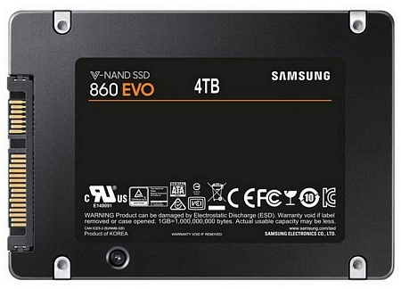 2.5" SATA SSD 4.0TB Samsung 860 EVO "MZ-76E4T0BW" [R/W:550/520MB/s, 98K IOPS, MJX, V-NAND 3bit MLC]