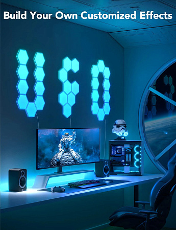 Шестиугольные световые панели GOVEE Glide Hexa Light Panels / 10 Pack / Wi-Fi + BT / Multicolor