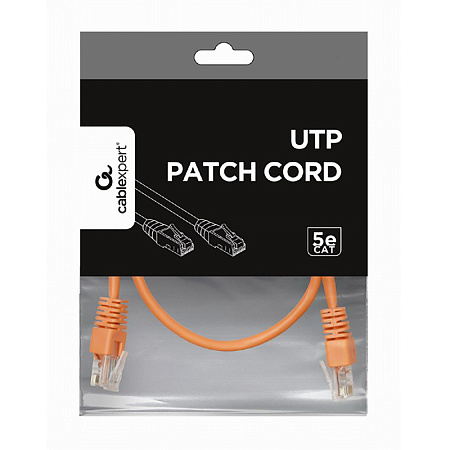  0.5m, Patch Cord  Orange, PP12-0.5M/O, Cat.5E, Cablexpert, molded strain relief 50u" plugs