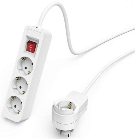  Hama 223081 Power Strip, 3-Way, Switch, Additional Socket on Plug, 1.4 m, white 223081, удлинители, ups, стабилизаторы