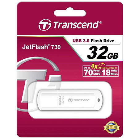 USB Flash накопитель Transcend JetFlash 730, 32Гб, Белый