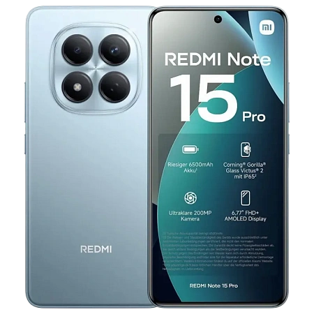 Смартфон Xiaomi Redmi Note 15 Pro 4G, 8Гб/256Гб, Glacier Blue