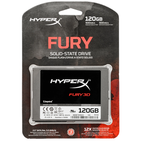 2.5" SATA SSD   120GB  Kingston HyperX  Fury 3D "KC-S44120-6F" [R/W:500/500MB/s, 3D NAND TLC]