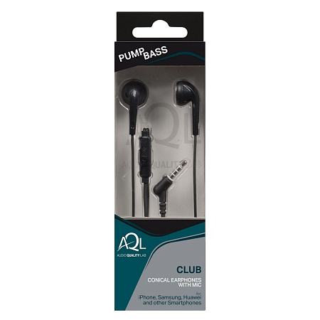 Cellular Club conical earphone with mic.Black
