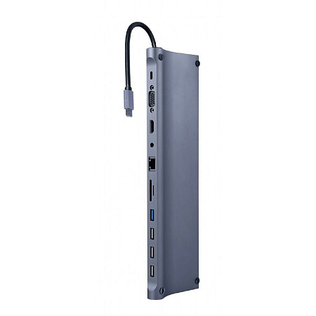 Docking Station Gembird A-CM-COMBO11-01, 3xUSB2.0, USB3.1, USB-C, LAN, HDMI, VGA, SD, MicroSD, 3.5mm