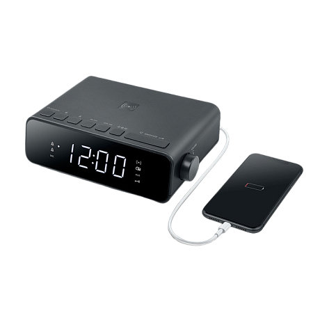 MUSE M-175 WI, Tuner FM, Clocks, Wireless charging 5W, USB charging Port, Black