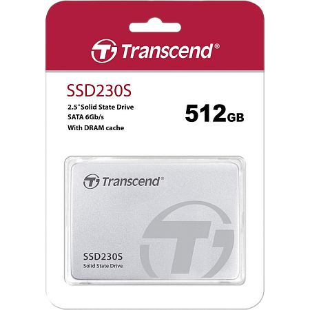 2.5" SATA SSD  512GB   Transcend "SSD230" [R/W:560/520MB/s, 85/85K IOPS, SM2258, 3D NAND TLC]