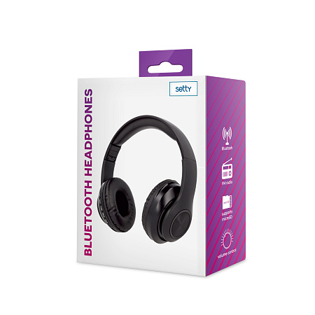 Setty Bluetooth Headphones with Radio, Black Setty Bluetooth Headphones with Radio, Black