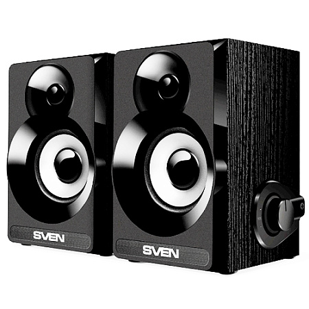 SVEN SPS-517 Black, 2.0 / 2x3W RMS, USB or 5V DC power supply, volume control, wooden, 2.4", Black