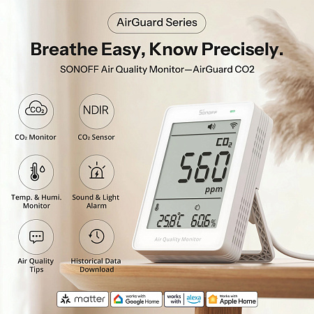 Sonoff Matter Over Wi-Fi Air Quality Monitor AirGuard CO2 (SAWF-08P)