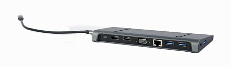 Docking Station Gembird A-CM-COMBO9-02, 3xUSB3.1, USB-C, HDMI, DP, VGA, LAN, 3.5mm, PD 87W, Metal ho