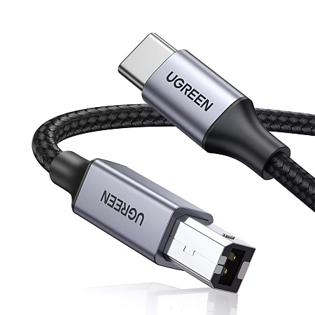 UGREEN USB-C to USB-B 2.0 Printer Cable, Braided, Alu Case, 2m, Black