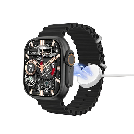 BAVIN Smart Watch Ultra 2.1" HD, 120Hz, NFC, Wireless Charging + Extra Strap, Black