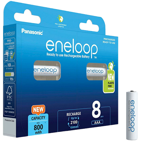  AAA  Eneloop 800mAh, Blister*8, Panasonic, BK-4MCDE/8BE