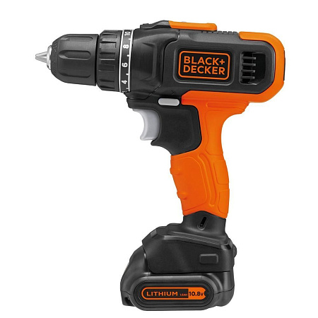 Drill/Driver Black+Decker (BCD7122CK-RU) 10.8V Li-Ion 2x1.5 Ah + Kitbox, 2 Speed 0-1400 rpm, LED, 26